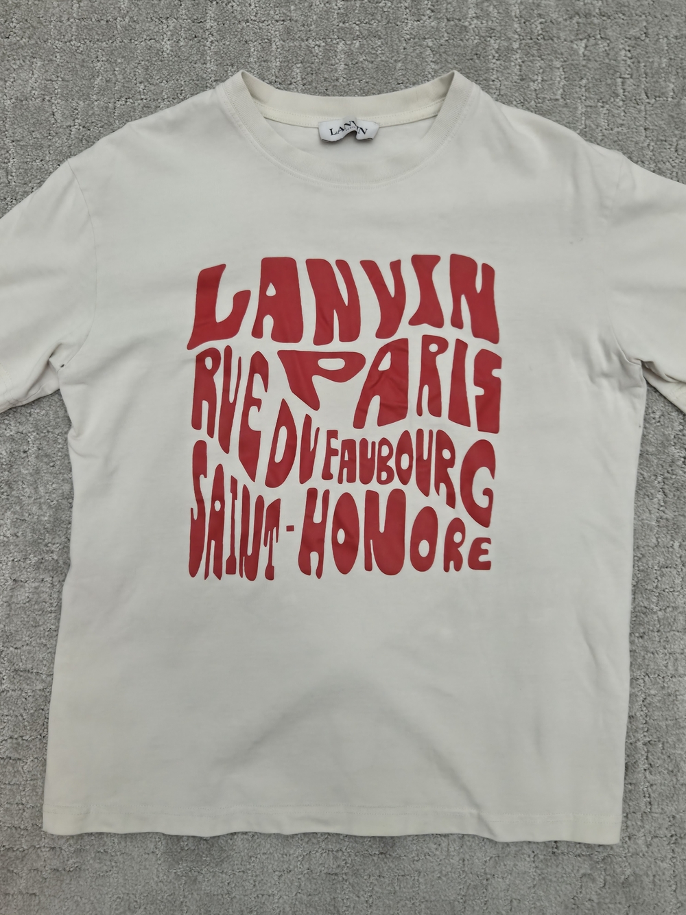 Lanvin Paris Graphic T-Shirt White Red Rue Du Faubourg Saint-Honore Mens Medium